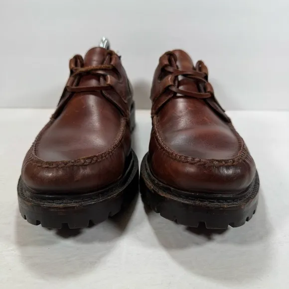 Polo By Ralph Lauren Brown Leather Lace Up Loafer Shoes Men Size 11D