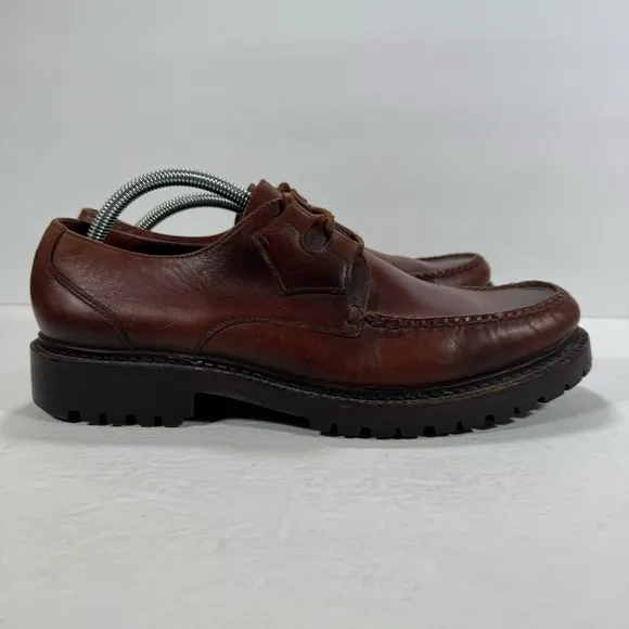 Polo By Ralph Lauren Brown Leather Lace Up Loafer Shoes Men Size 11D