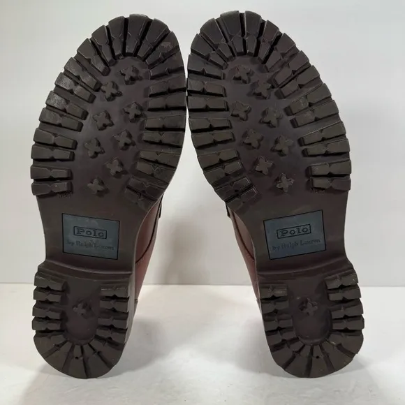 Polo By Ralph Lauren Brown Leather Lace Up Loafer Shoes Men Size 11D