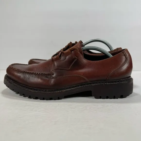 Polo By Ralph Lauren Brown Leather Lace Up Loafer Shoes Men Size 11D