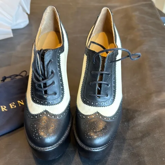Polo Ralph Lauren Elegant Black and Cream Women's Brogues