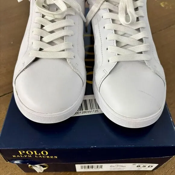 Polo Ralph Lauren Men’s Size 8.5 White Heritage Court II Leather Sneakers Tennis