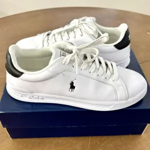 Polo Ralph Lauren Men’s Size 8.5 White Heritage Court II Leather Sneakers Tennis