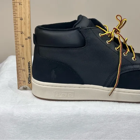 Polo Ralph Lauren Shrunken Sneaker Boots‎ Men's Black Nubuck Ankle Size 12 NWOB