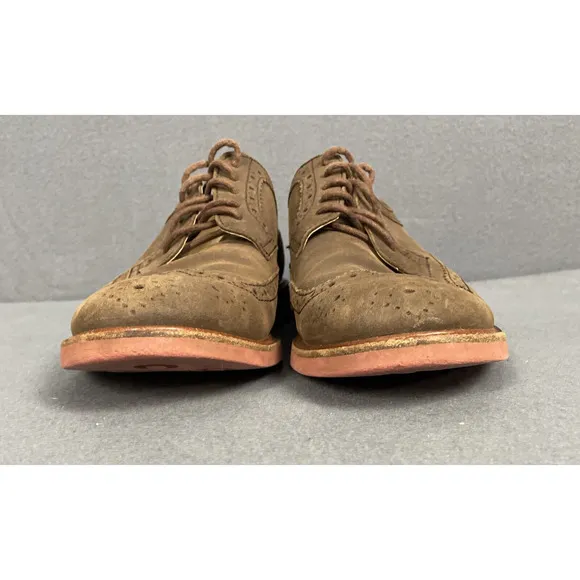 Polo Ralph Lauren Suede Oxford Wingtips Men Tan 10D Preppy Brogue