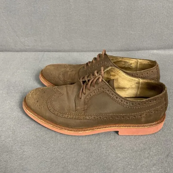 Polo Ralph Lauren Suede Oxford Wingtips Men Tan 10D Preppy Brogue