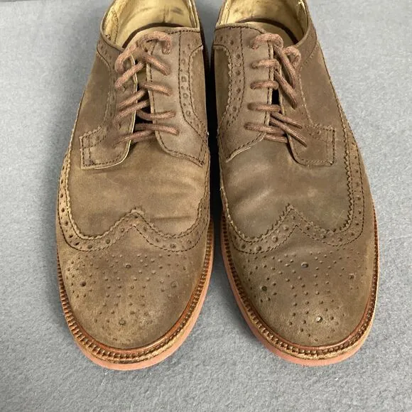 Polo Ralph Lauren Suede Oxford Wingtips Men Tan 10D Preppy Brogue