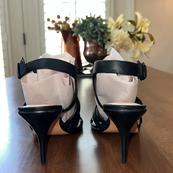 Pour La Victoire Sandals Sz 9 3.5” Heels Strappy Buttery soft Leather Open Toe