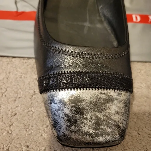 Prada Black and Silver Women's Shoes