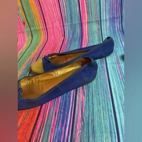 PRADA Green and Blue Suede Flats SIZE US 8 EU 38