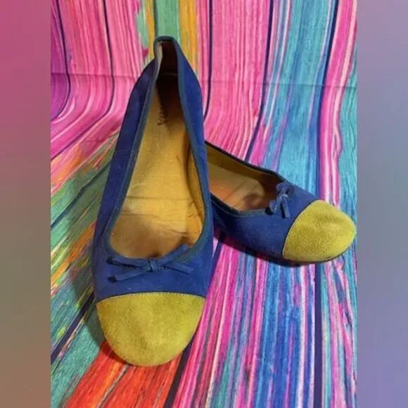 PRADA Green and Blue Suede Flats SIZE US 8 EU 38