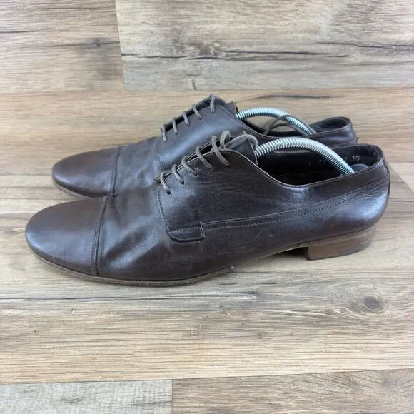 Prada Oxford Dress Shoes US 10 Leather Lace Men's Brown Wingtip