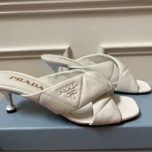 Prada quilted leather sandals with kitten heels 37