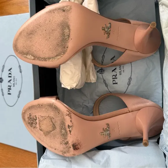 Prada Women's Light Pink Satin Sandals Size 37