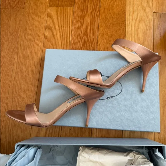 Prada Women's Light Pink Satin Sandals Size 37