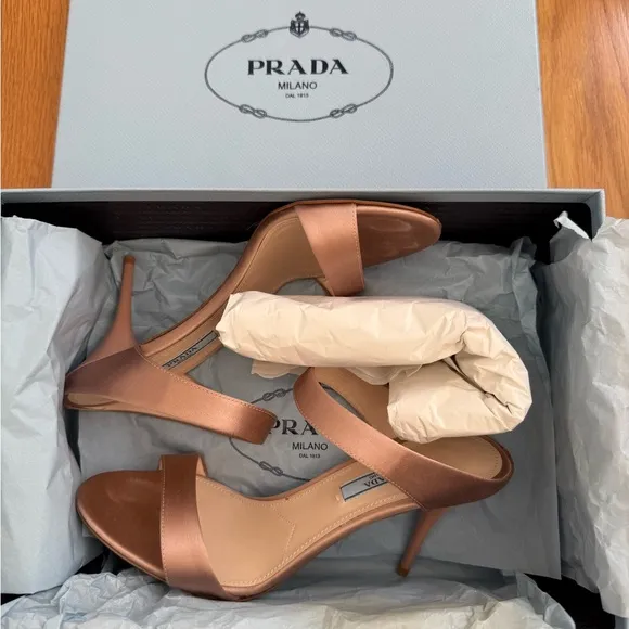Prada Women's Light Pink Satin Sandals Size 37