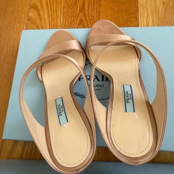 Prada Women's Light Pink Satin Sandals Size 37