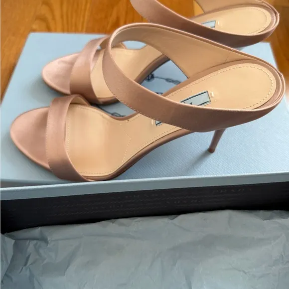 Prada Women's Light Pink Satin Sandals Size 37