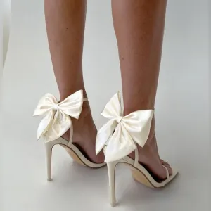 Princess Polly satin bow strappy heeled sandals nwot