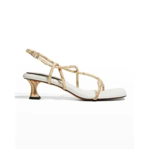 Proenza Schouler Python-Embossed Strappy Slingback Sandals Size 36.5