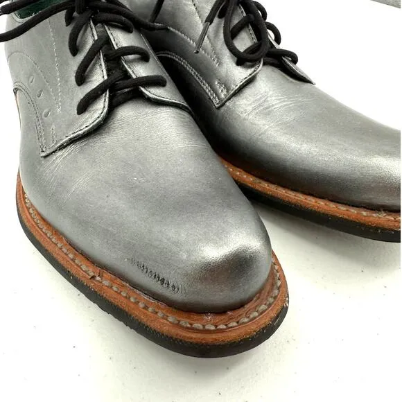 Pskaufman No.1044 Tarmac Tie Derby Oxford Shoes Lotis Hand Painted Silver Size 6