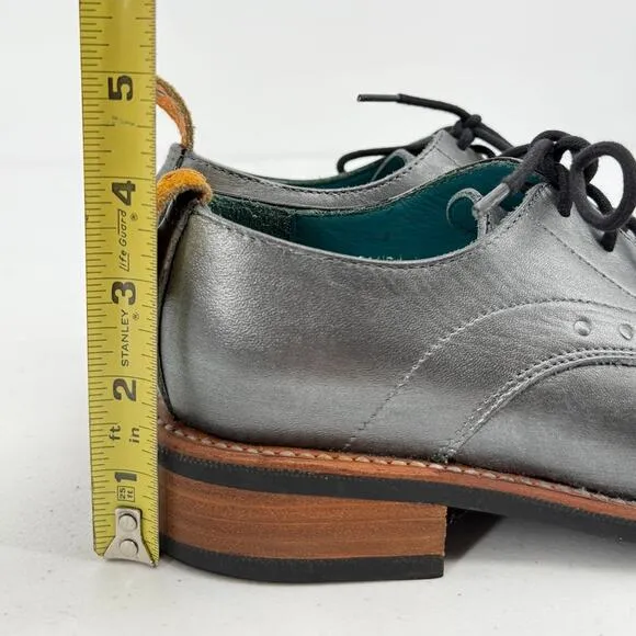 Pskaufman No.1044 Tarmac Tie Derby Oxford Shoes Lotis Hand Painted Silver Size 6