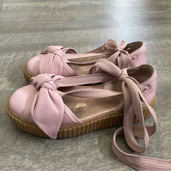 Puma Fenty x Rihanna Leather Bow Ballerina Flats Shoes