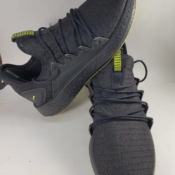 Puma NRGY Black &amp; Yellow Kids Running Back to School Sneakers, Shoes - Size 6C