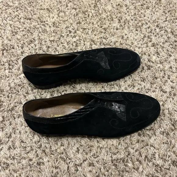 R Martegani For Galo Italy Men Leather Suede Oxford Dress Shoes Black 9 1/2