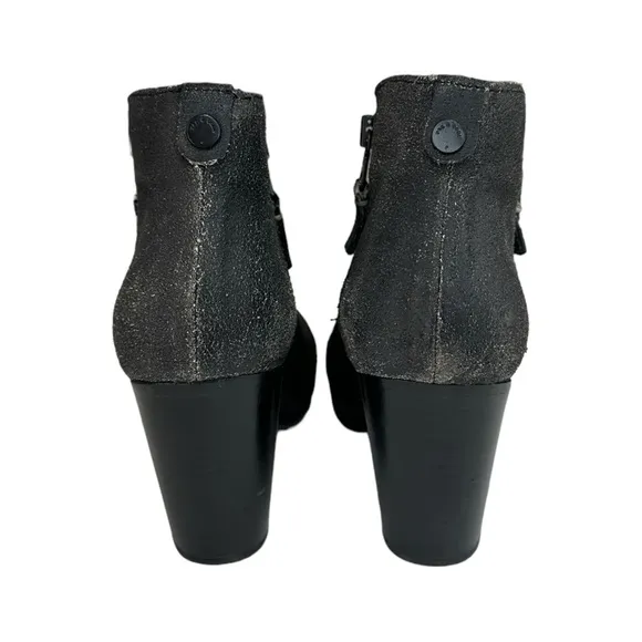 Rag &amp; Bone Black Distressed MARGOT Suede Ankle Booties