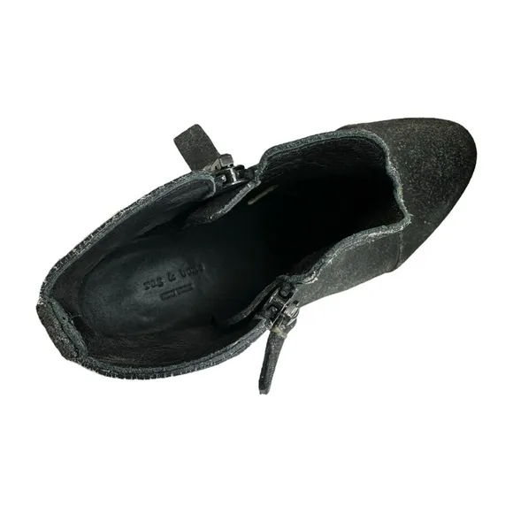 Rag &amp; Bone Black Distressed MARGOT Suede Ankle Booties