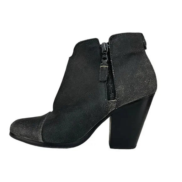 Rag &amp; Bone Black Distressed MARGOT Suede Ankle Booties