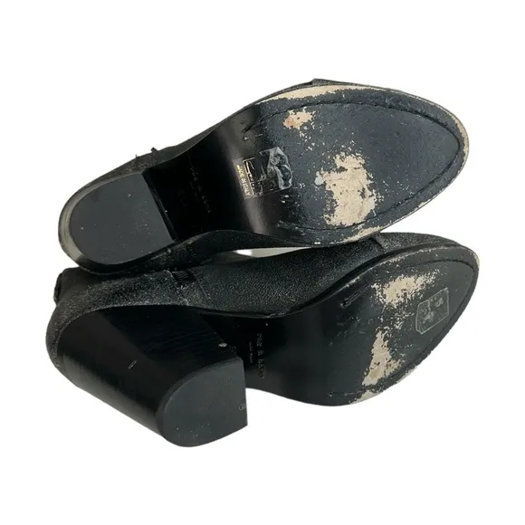 Rag &amp; Bone Black Distressed MARGOT Suede Ankle Booties