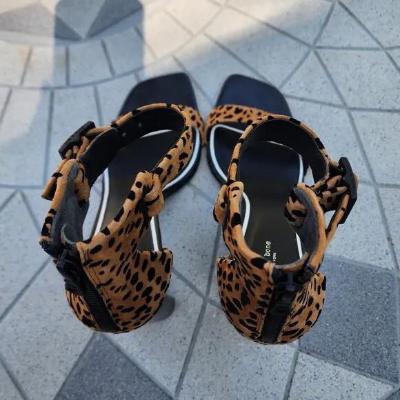 Rag &amp; Bone Ellis Cheetah Suede Open Toe Sandals 38.5