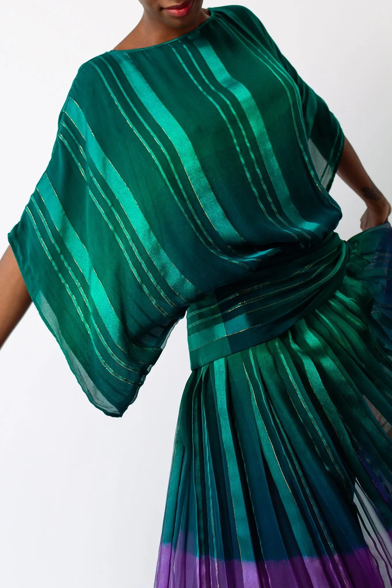 Rainbow Ombré Blouse & Skirt Set