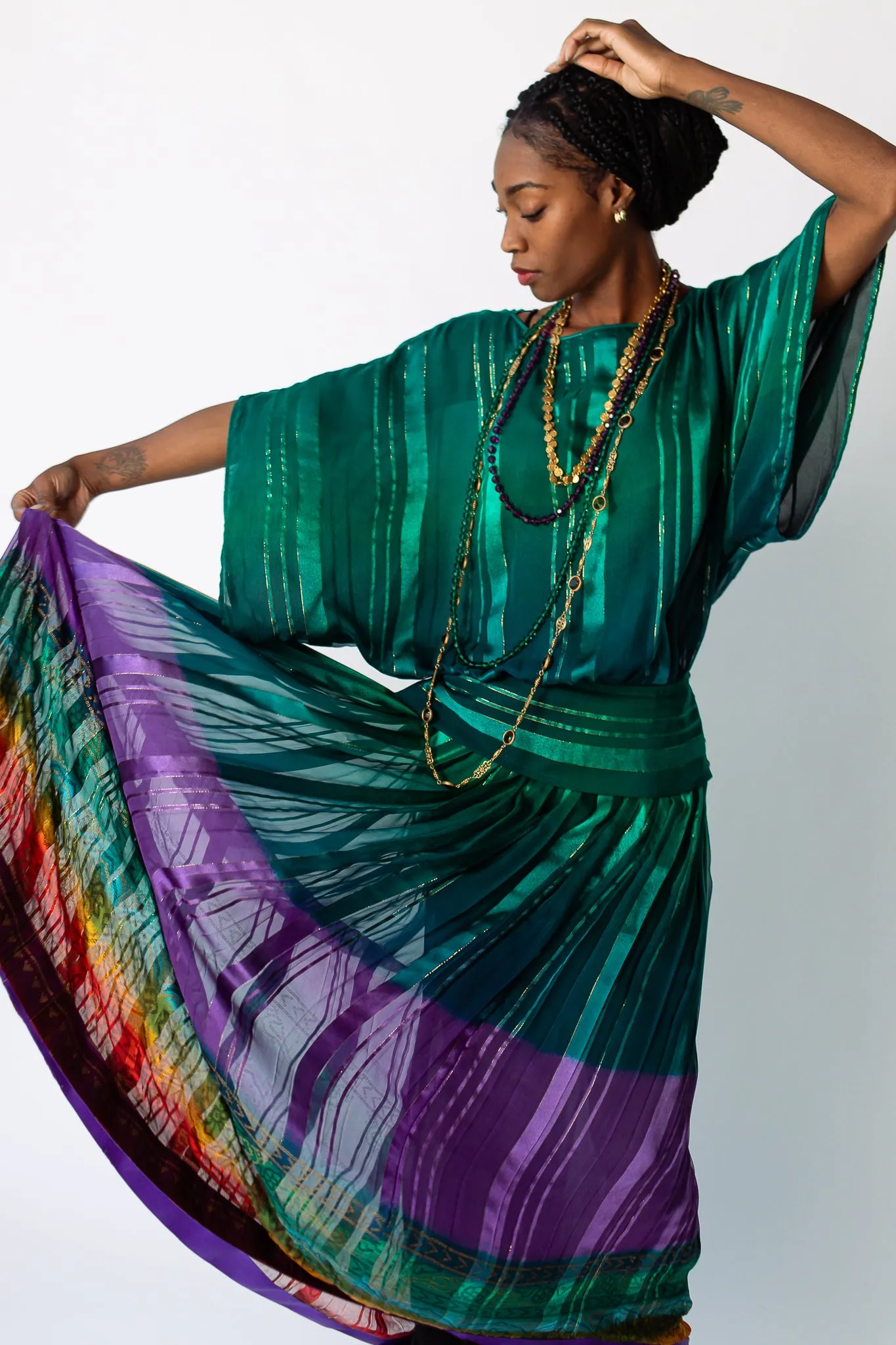 Rainbow Ombré Blouse & Skirt Set