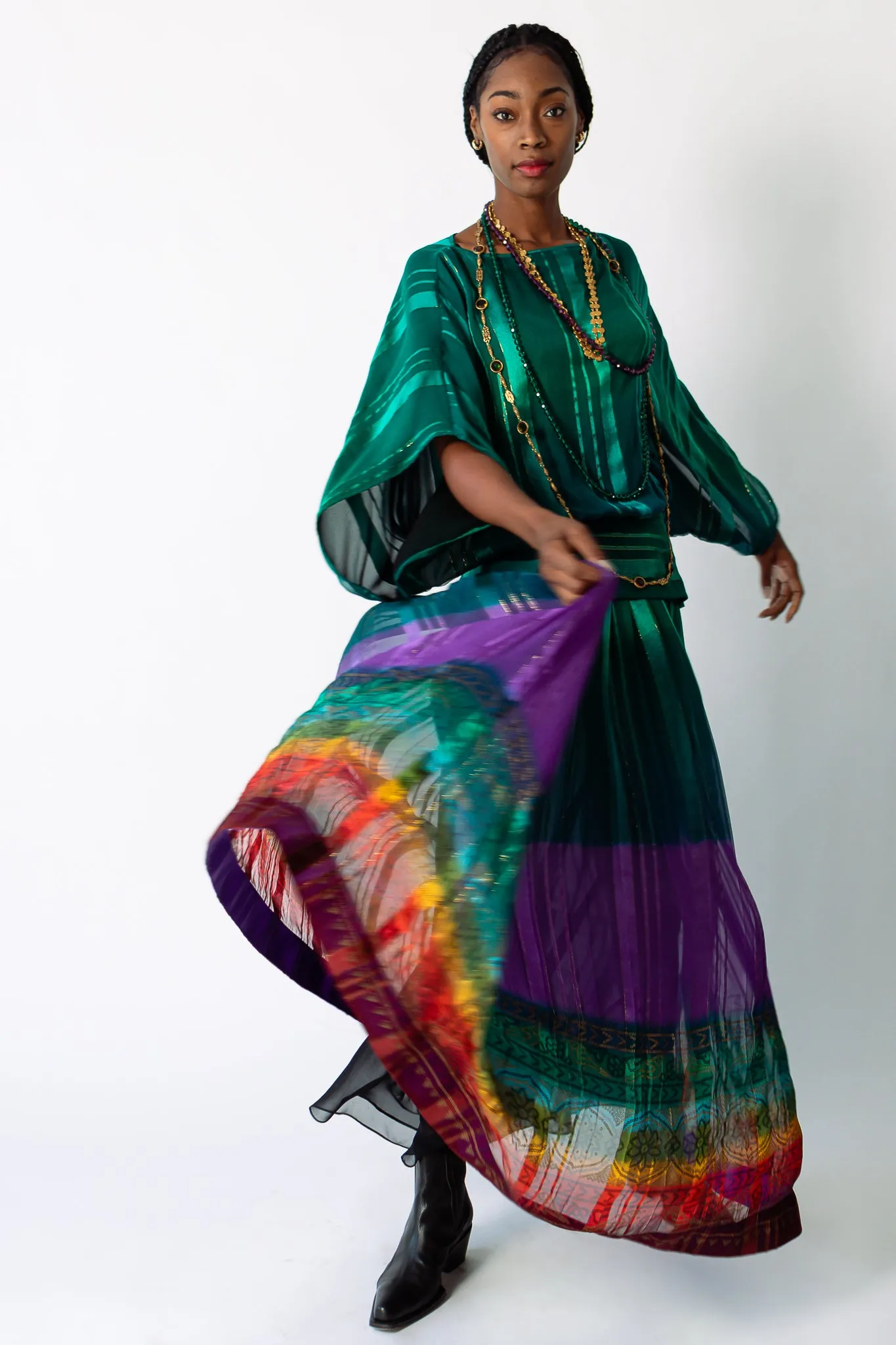 Rainbow Ombré Blouse & Skirt Set