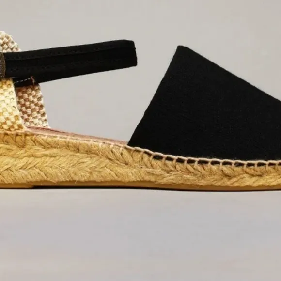 Ramoncinas NWOT  Women's Tie Up Leg Closed Toe Black Espadrille Made In Spain