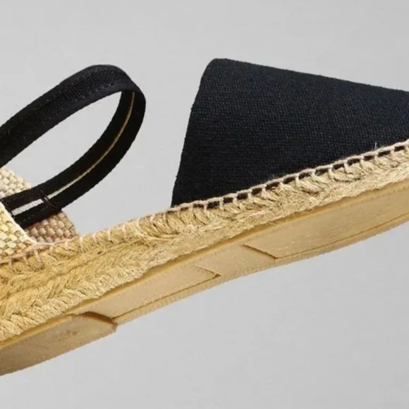 Ramoncinas NWOT  Women's Tie Up Leg Closed Toe Black Espadrille Made In Spain