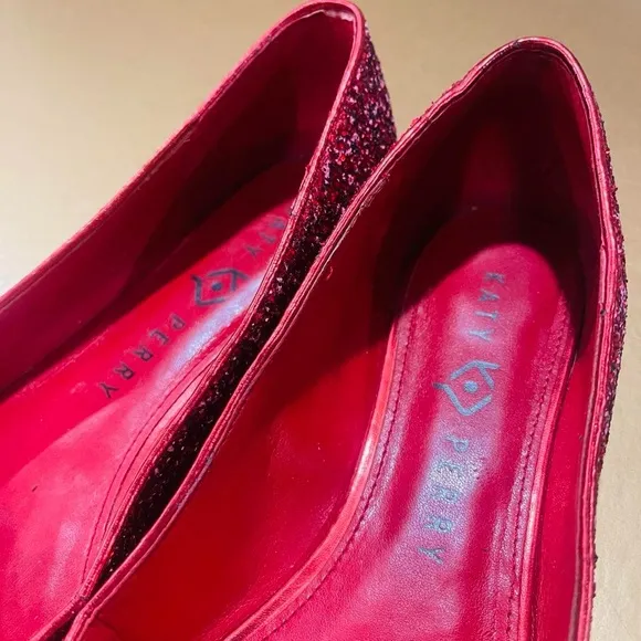 RARE Red Glitter Katy Perry The Cupid Flats 8