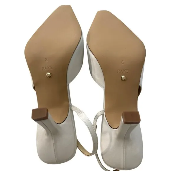 Raye $188 Serena D'orsay White Wedding Pearl Slingback Heel Shoes Sz 8 NEW