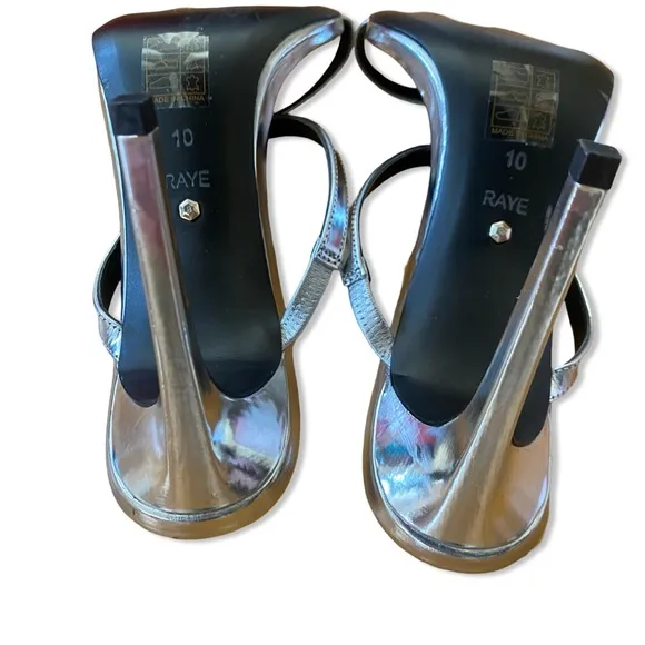 Raye Nina shoes silver metallic high heels sandals Revolve 10