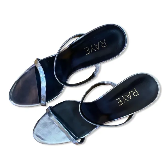 Raye Nina shoes silver metallic high heels sandals Revolve 10