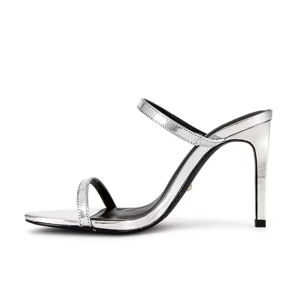 Raye Nina shoes silver metallic high heels sandals Revolve 10