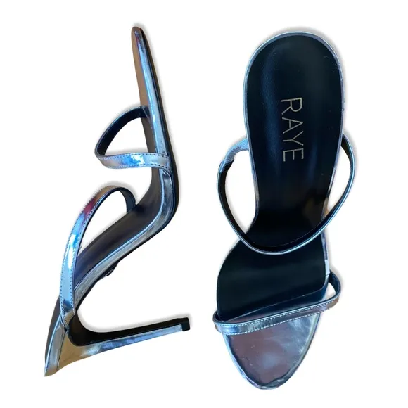 Raye Nina shoes silver metallic high heels sandals Revolve 10