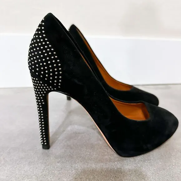 Rebecca Minkoff Azuma Suede Studded Platform Pumps Heels Shoes Black size 6.5