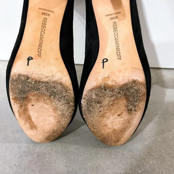 Rebecca Minkoff Azuma Suede Studded Platform Pumps Heels Shoes Black size 6.5