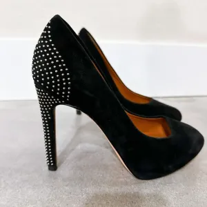 Rebecca Minkoff Azuma Suede Studded Platform Pumps Heels Shoes Black size 6.5