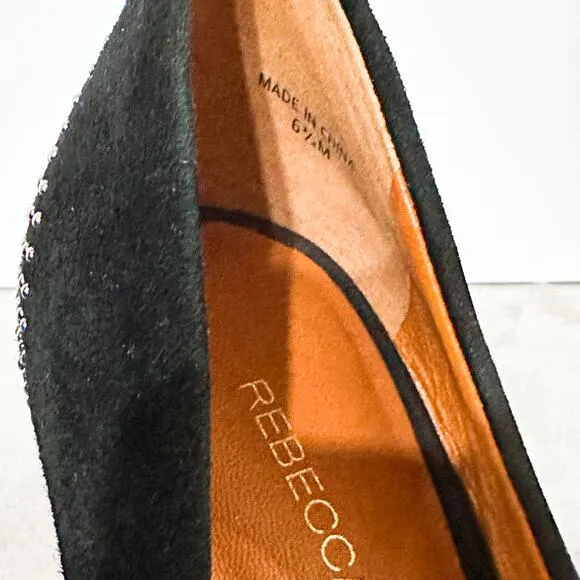 Rebecca Minkoff Azuma Suede Studded Platform Pumps Heels Shoes Black size 6.5