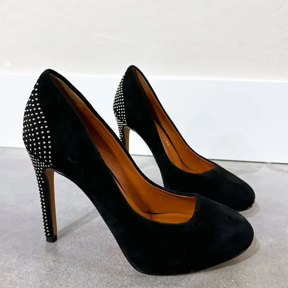 Rebecca Minkoff Azuma Suede Studded Platform Pumps Heels Shoes Black size 6.5